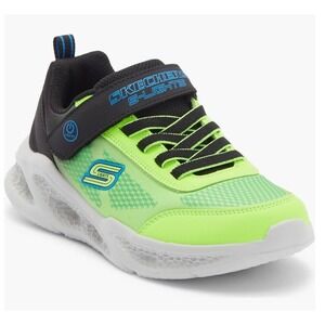 Skechers Kids S-Lights Sz 11 Meteor-Lights Krendox Light-Up Sneaker Black Lime